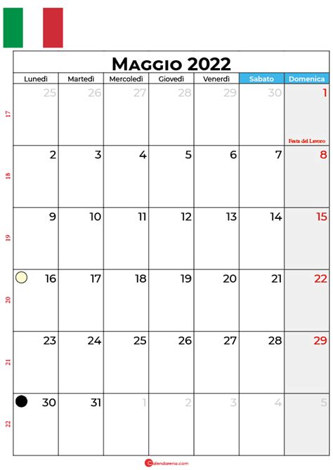 Calendario Maggio 2022 Con Festività