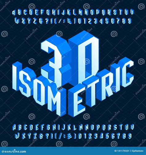 3d Isometric Alphabet Font 3d Effect Geometric Letters Numbers And