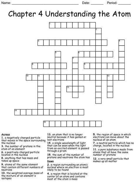 Chapter 4 Understanding The Atom Crossword Wordmint