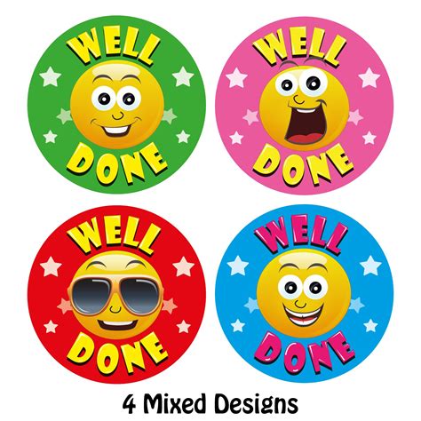 Buy 144 X Well Done Stickers Smile Face Labels For Schools Teachers