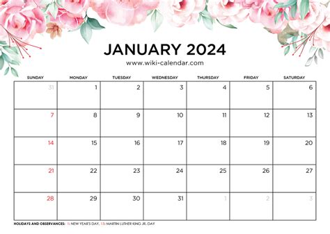 Printable January 2024 Calendar Templates With Holidays