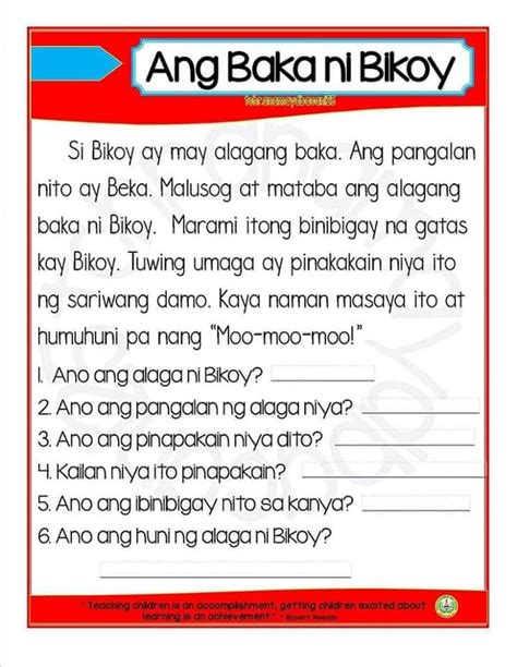 Filipino Reading With Comprehension Free Download Teachers Click