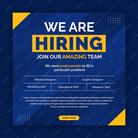 Premium Psd We Are Hiring Job Vacancy Square Social Media Post Banner