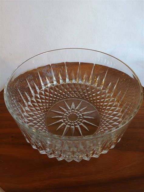 Vintage Arcoroc France Cut Crystal Bowl Starburst Inch Serving Bowl