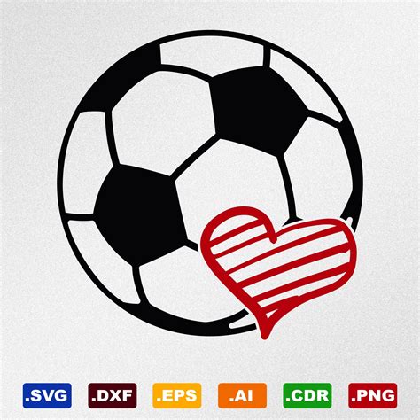 Soccer Ball Heart Svg Dxf Eps Ai Cdr Vector Files For Etsy