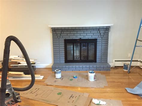 Diy Fireplace Resurface Behr Iron Mountain Grey On Exterior Brick Rustoleum High Heat Ultra