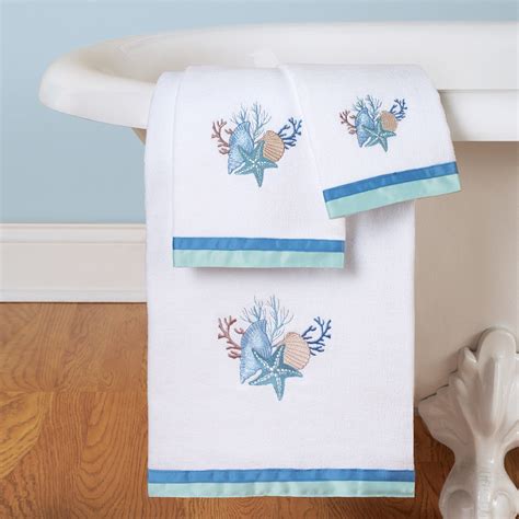 Nautical Seashell Bath Towel Set Collections Etc