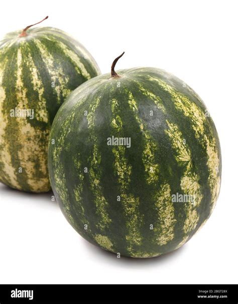 Whole Watermelons Isolated On White Stock Photo Alamy
