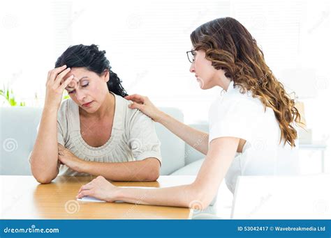 therapist comforting her patient stock image image of health mature 53042417