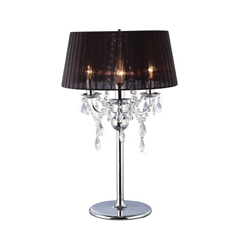 Olivia Table Lamp With Black Shade Chromecrystal Nottingham Lighting