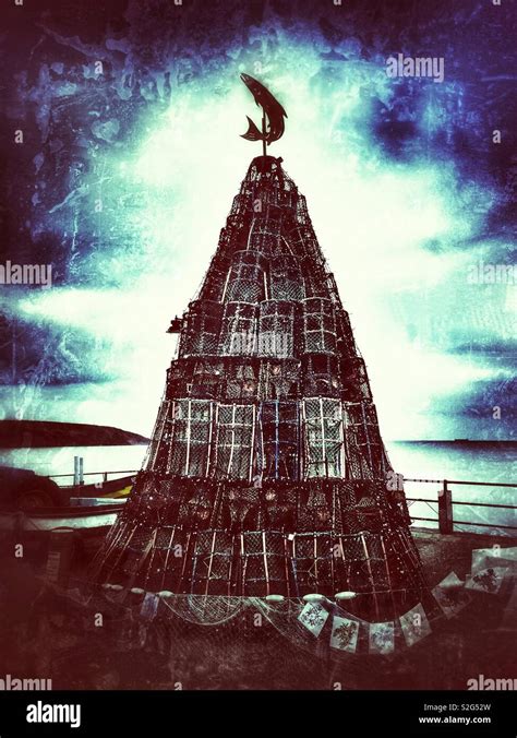 Filtered Effect Of Lobster Pot Christmas Tree In Seaside Fishing