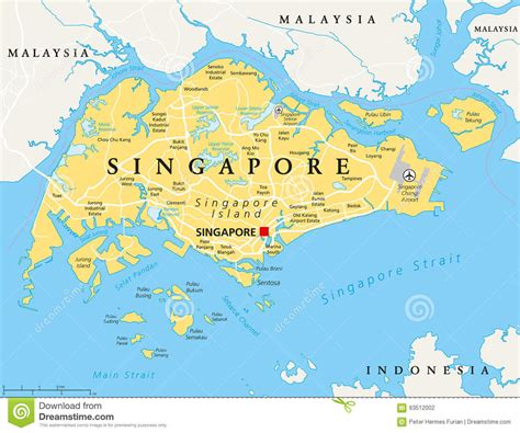 It consists of singapore island and some 60 small islets. Mapa político de Singapur ilustración del vector. Ilustración de isla - 63512002