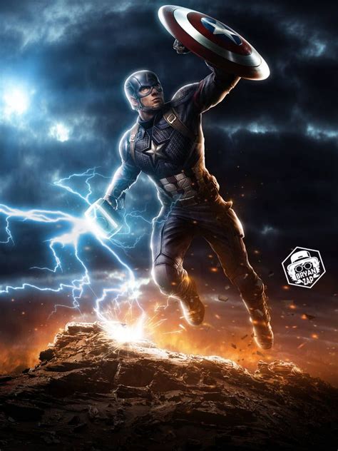 Captain America Mjolnir Art By Bryanzap On