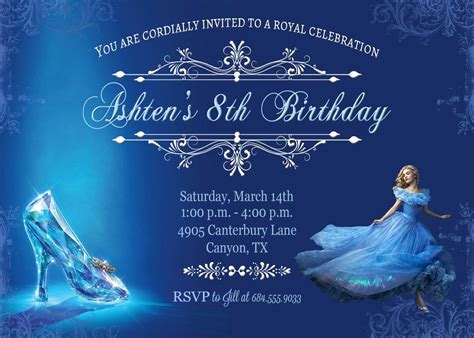 Cinderella Invitation Template Free Elegant Cinderella Birthday