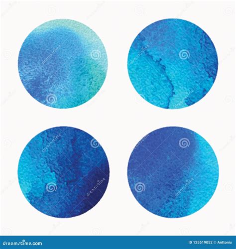 Vector Watercolor Circles Round Shapes Set Isolated On White Hand