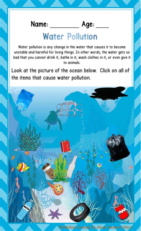 Water Pollution Worksheet