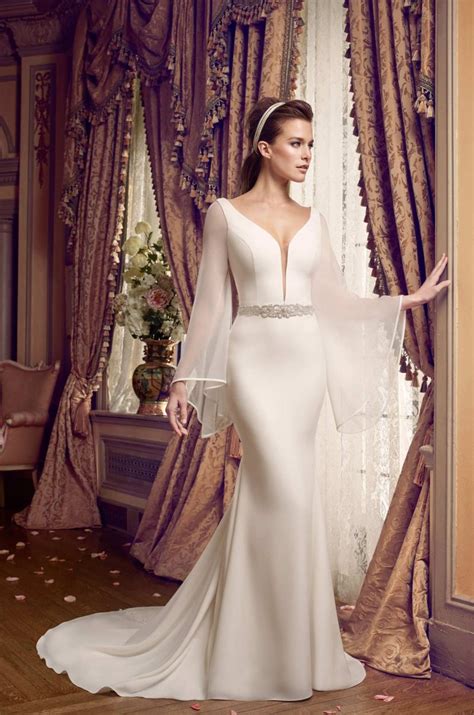 Bell Sleeve Wedding Dress Style 2169 Mikaella Bridal