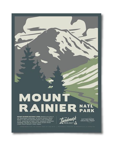 Mount Rainier National Park Poster The Landmark Project