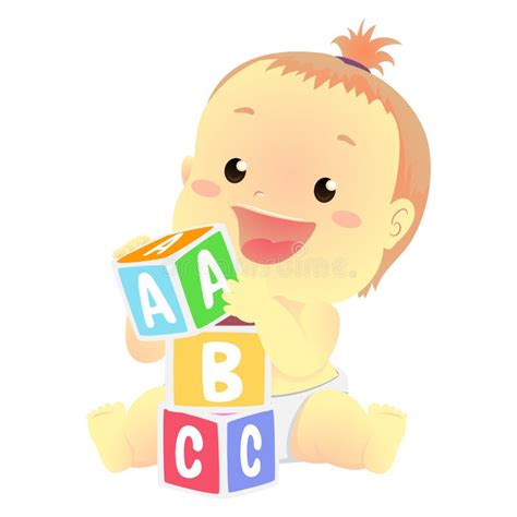 Vector Illustration Of A Baby Playing Toy Blocks Stock Vector