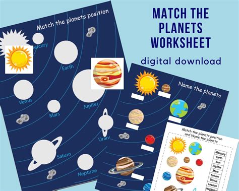 Match The Planets Worksheet Solar System Printable Busy Book Etsy