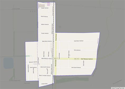 Map Of Crenshaw Town Mississippi