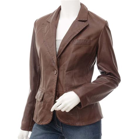 Womens Leather Blazer In Brown Blazon Leather