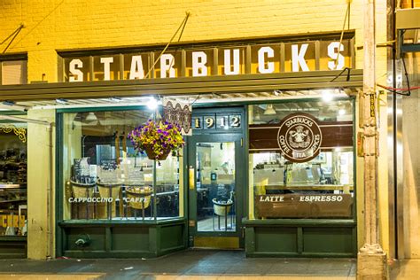 Stock Fotografie Originální Obchod Starbucks Na 1912 Pike Place