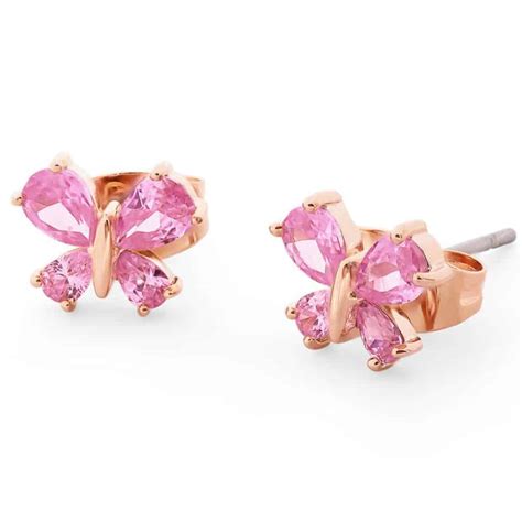 Tipperary Crystal Butterfly Stud Earrings Pink Allens Jewellery