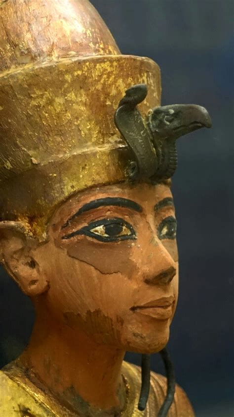 330f Double Crown Shabti Of Tutankhamun With Bronze Buto And Nekhbet On Forehead Egyptian