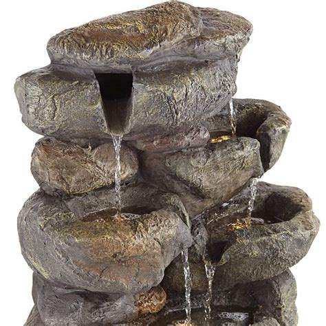 Stone Wall 39 High Multi Tier Lighted Garden Water Fountain 88g34