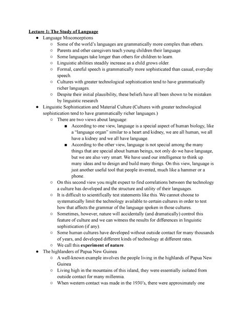 Ling 1010 Notes 1 Lecture Material Covered On Exam 1 Lecture 1 The