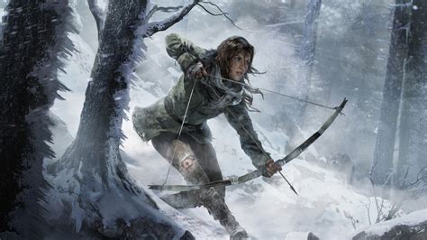 Wallpaper Rise of the Tomb Raider, game, forest, snow, bow, wind, screenshot, , 4k, 5k, PC, 2015 ...