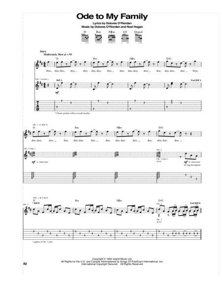 Buy The Cranberries Sheet Music Tablature Books Scores