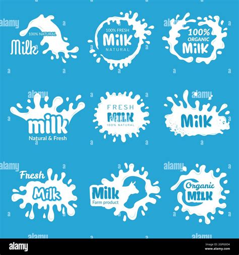 Milk Logo Cheese Lecho Or Yoghurt Splashes Fresh Farm Dairy Products