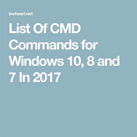 List Of Cmd Commands For Windows 10 8 And 7 In 2017 Windows 10