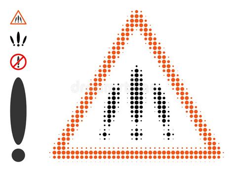 Pixel Halftone Multiple Danger Sign Icon And Source Icons Stock Vector