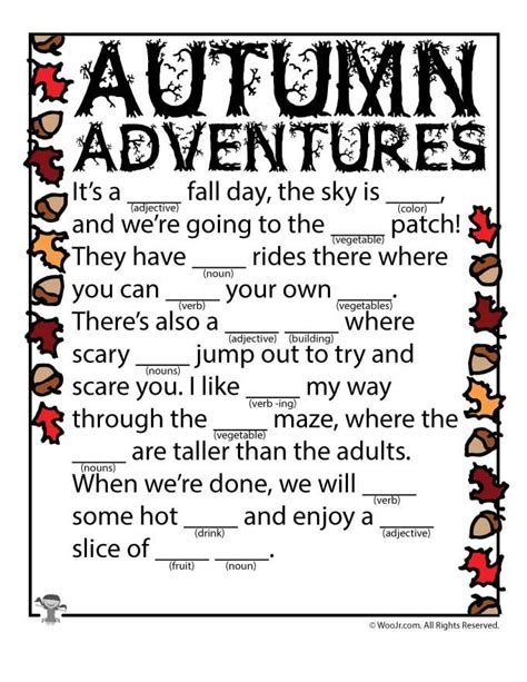 Autumn Adventures Mad Lib Woo Jr Kids Activities Childrens