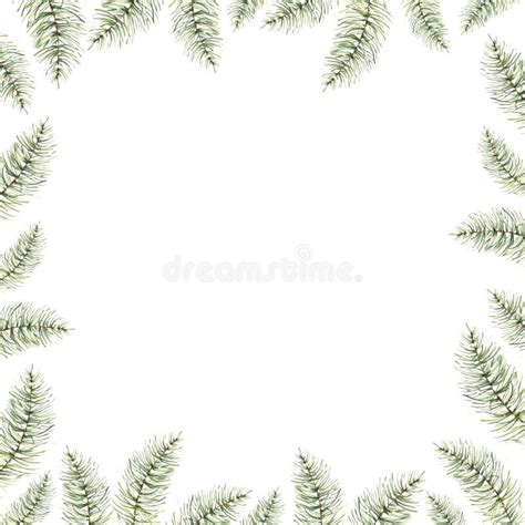 Watercolor Pine Branches Christmas Tree Branches Square Card Template