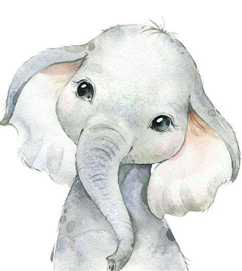 A Adorable Baby Elephant In Water Colors • Millions Of Unique Designs