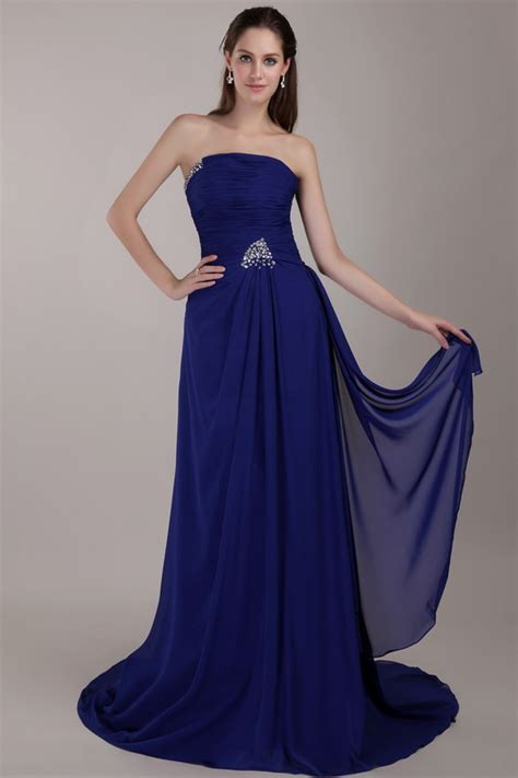 A Line V Neck Satin Long Royal Blue Prom Dresses With Hihg Split V
