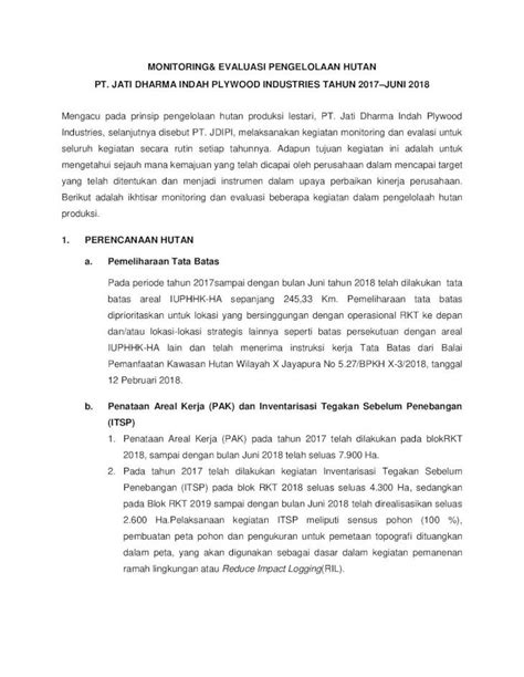PDF MONITORING EVALUASI PENGELOLAAN HUTAN PT JATI Fileterasering