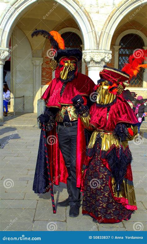 Majestic Disguised Couple Venice Editorial Photography Image Of