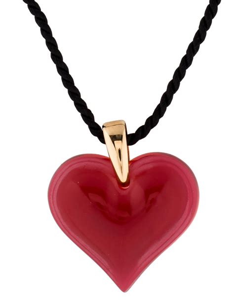 Lalique Red Heart Pendant Necklace Necklaces Wlq20170 The Realreal