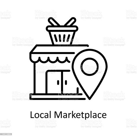 Local Marketplace Vector Outline Icon Design Illustration Shopping And