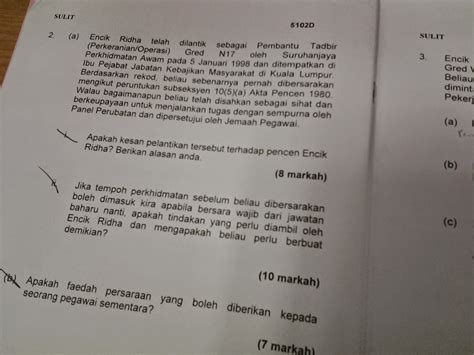Insyaallah aku cuba share contoh soalan setakat yang aku ingat k. Jawapan Contoh Soalan Peperiksaan Jpa Gred 19
