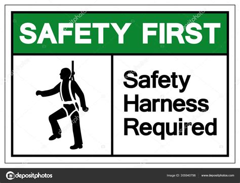 Safety First Safety Harness Required Symbol Sign Vector Illustration