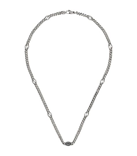 Gucci Sterling Silver Interlocking G Necklace Harrods Uk