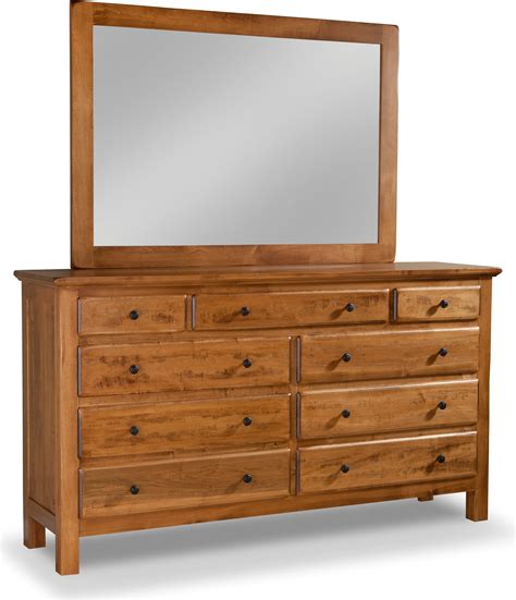 Lewiston 9 Drawer Double Dresser W Tall Wide Mirror 35 445939 4407 By Daniels Amish