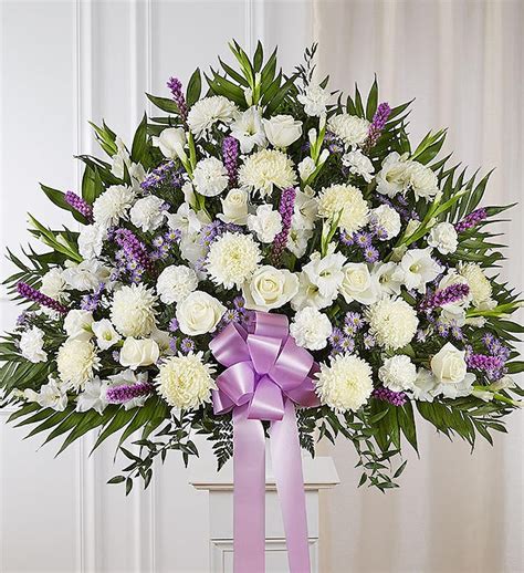 Heartfelt Sympathies Lavender And White Standing Basket