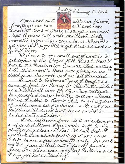 Sample Of Personal Journal Diary